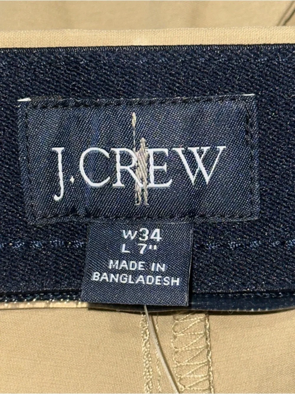 J. Crew NWT Men's 34 Tan Khaki Flat Front Stretch Performance 7” Chino Shorts